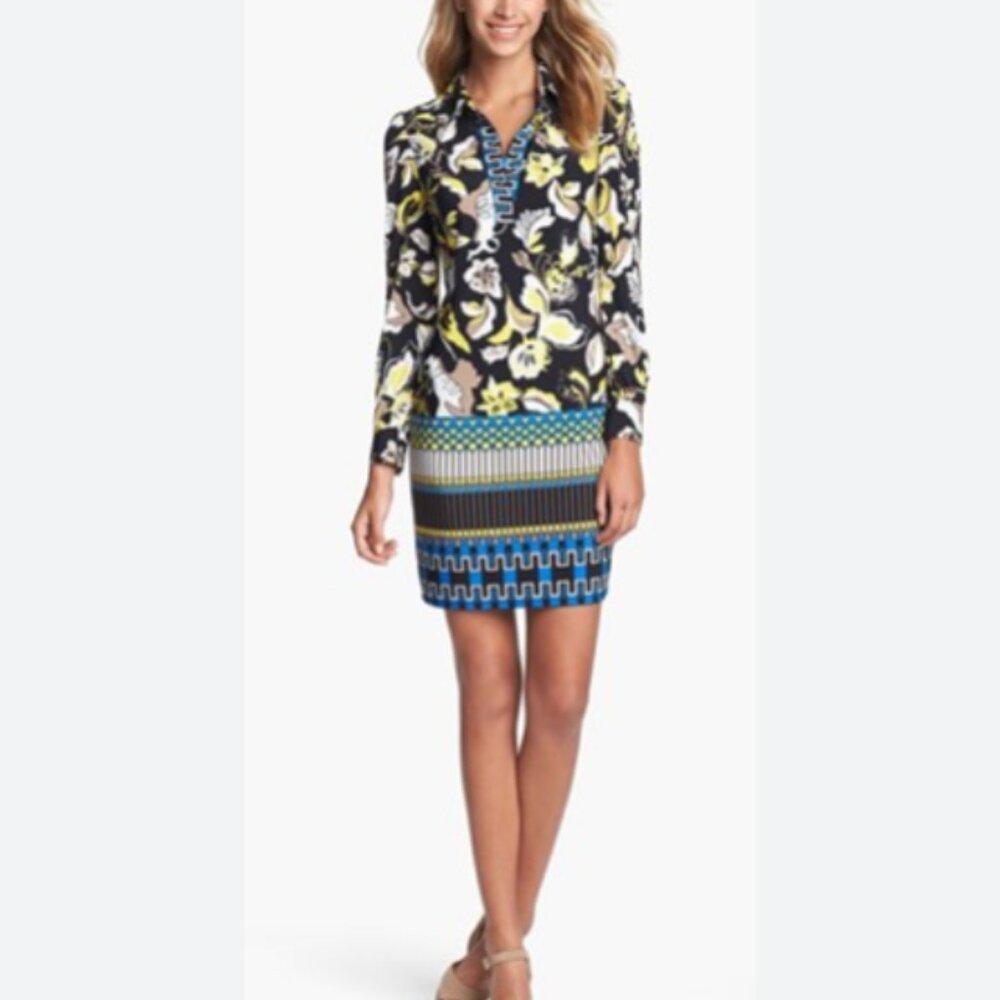 Laundry by Shelli Segal Womens Size 4 Black Floral Dress Above Knee Side Zip
